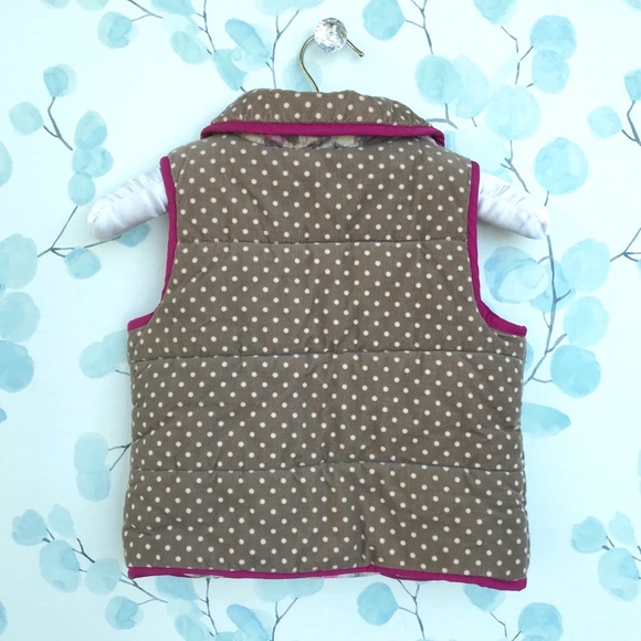 OshKosh Kids Pink Tan Cheetah & White Polka Dot Kids Reversible Corduroy Vest - Picture 4 of 7